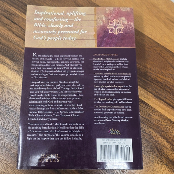 The Inspirational Bible: Life Lessons from the Inspired Word of God Max Lucado - Picture 3 of 7